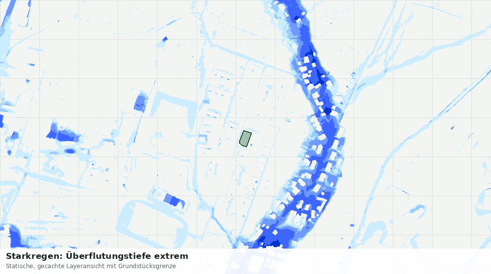 Statische Kartenansicht: Starkregen: Überflutungstiefe extrem