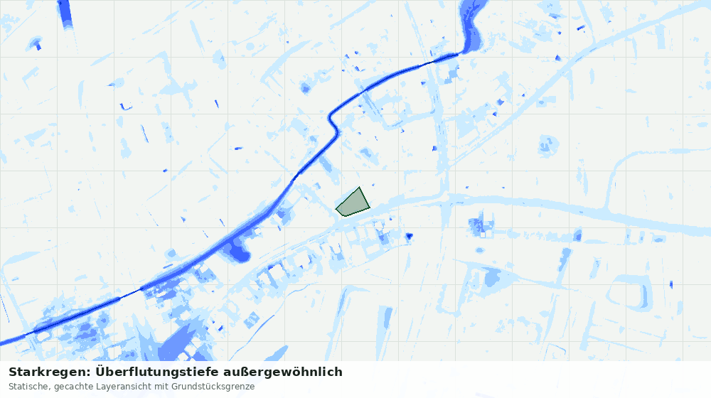 Statische Kartenansicht: Starkregen: Überflutungstiefe außergewöhnlich