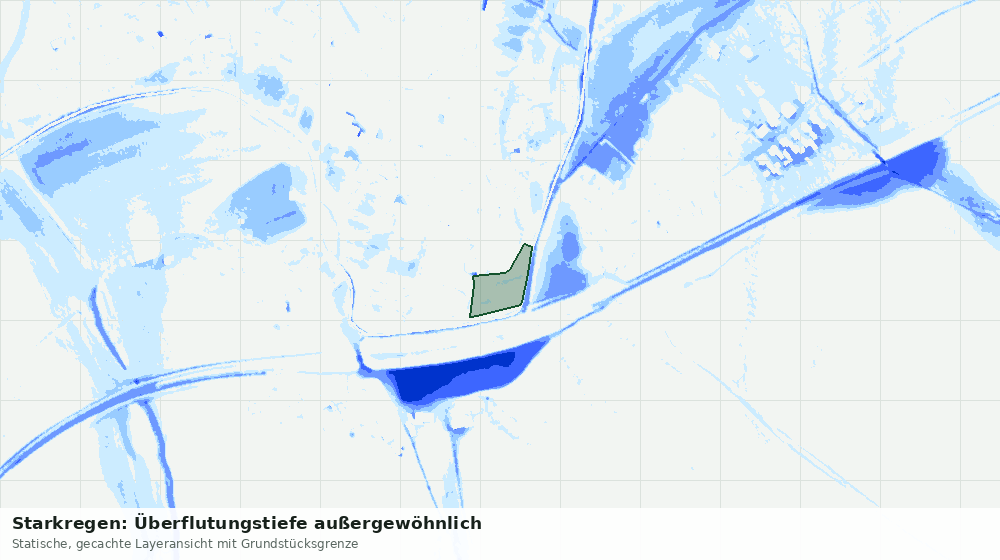 Statische Kartenansicht: Starkregen: Überflutungstiefe außergewöhnlich
