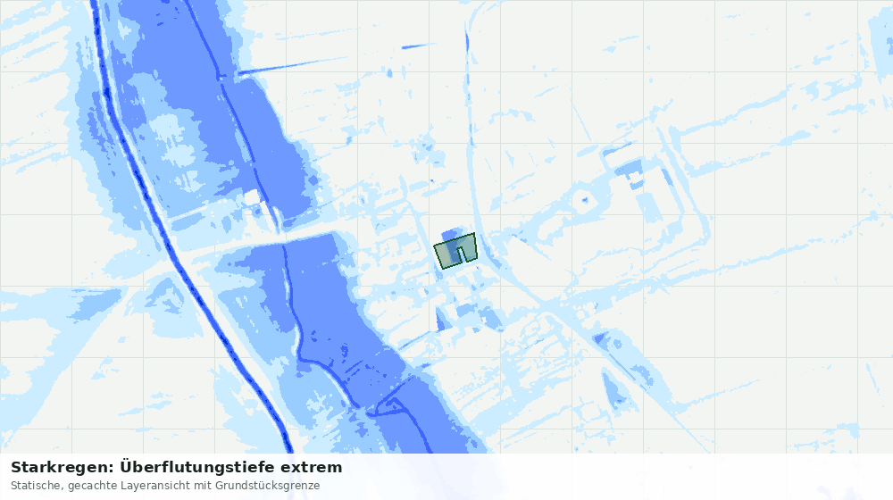 Statische Kartenansicht: Starkregen: Überflutungstiefe extrem
