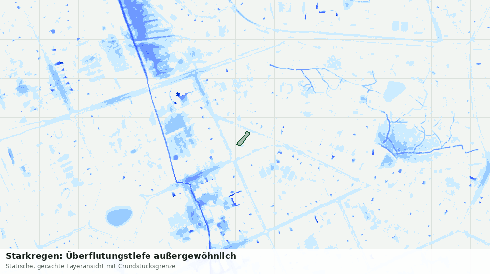 Statische Kartenansicht: Starkregen: Überflutungstiefe außergewöhnlich