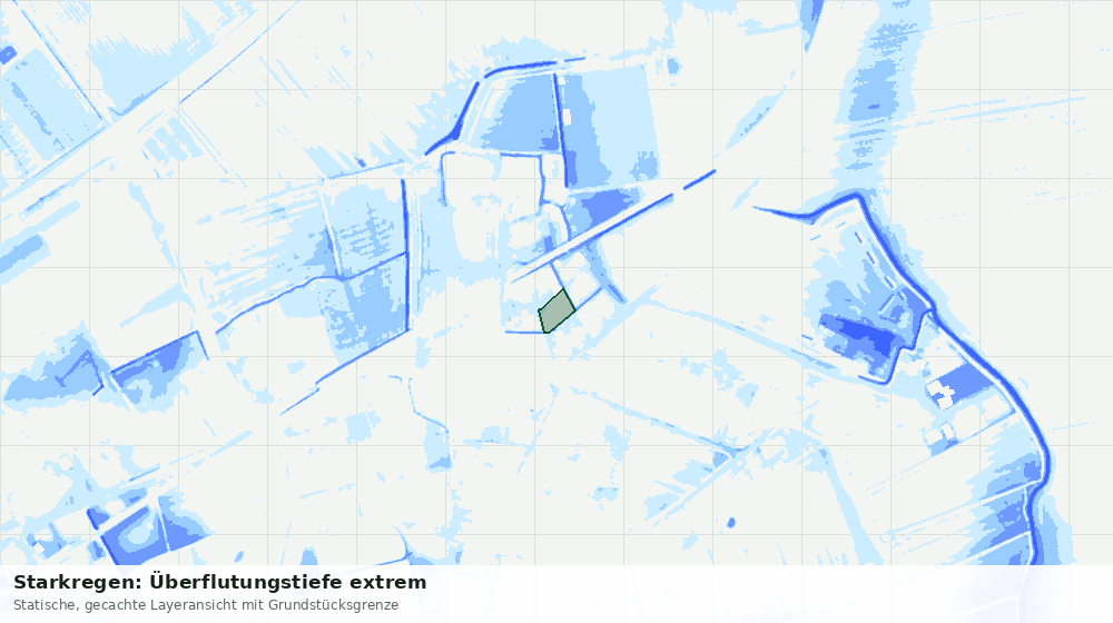 Statische Kartenansicht: Starkregen: Überflutungstiefe extrem