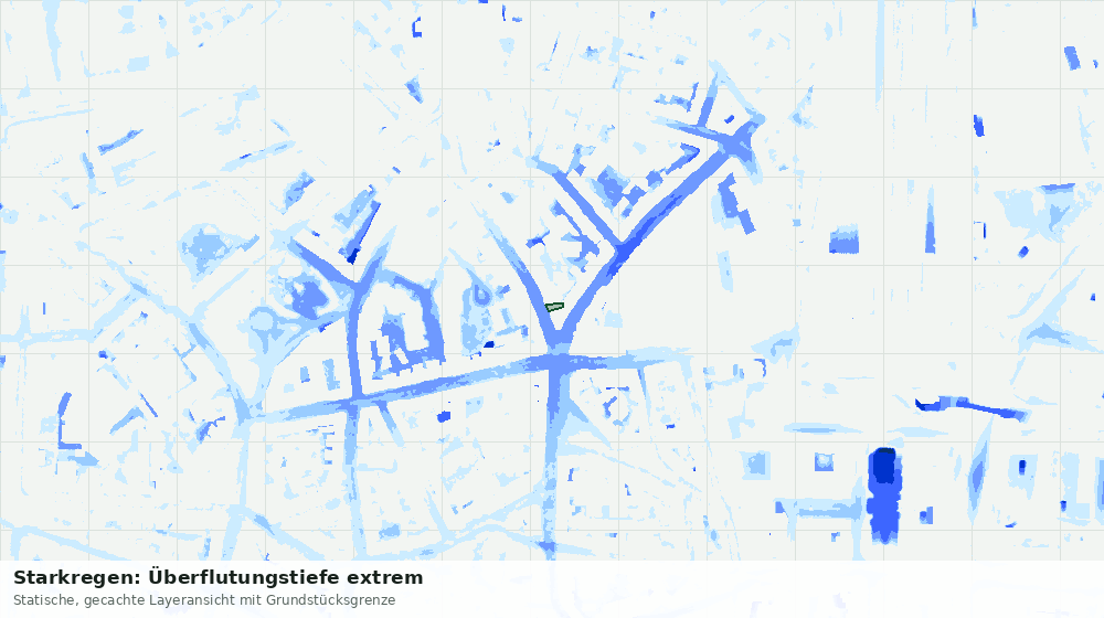 Statische Kartenansicht: Starkregen: Überflutungstiefe extrem