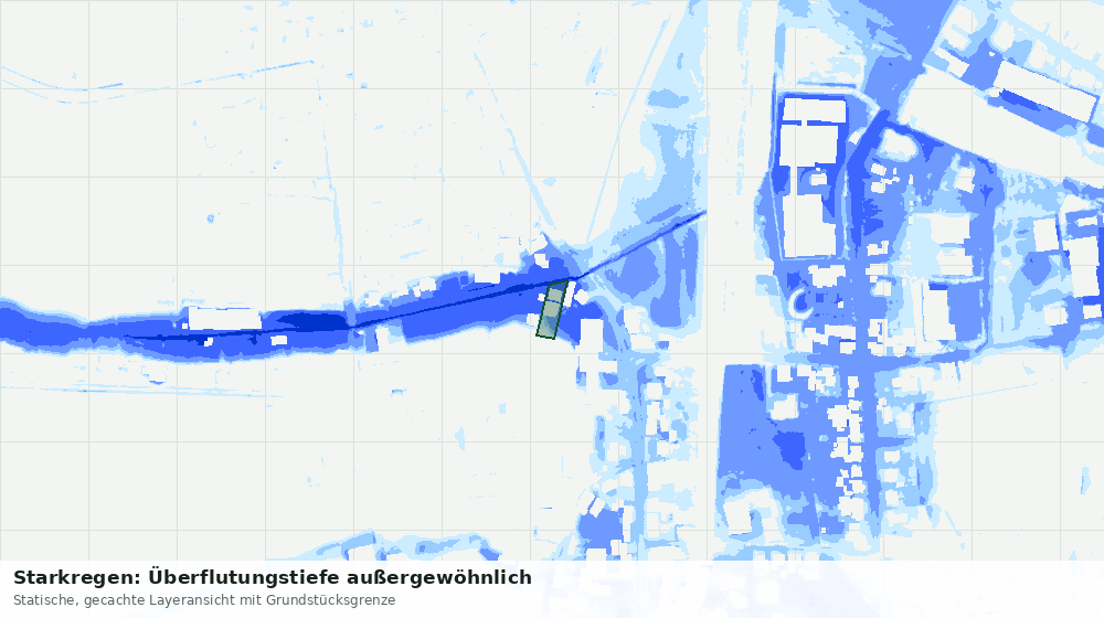 Statische Kartenansicht: Starkregen: Überflutungstiefe außergewöhnlich