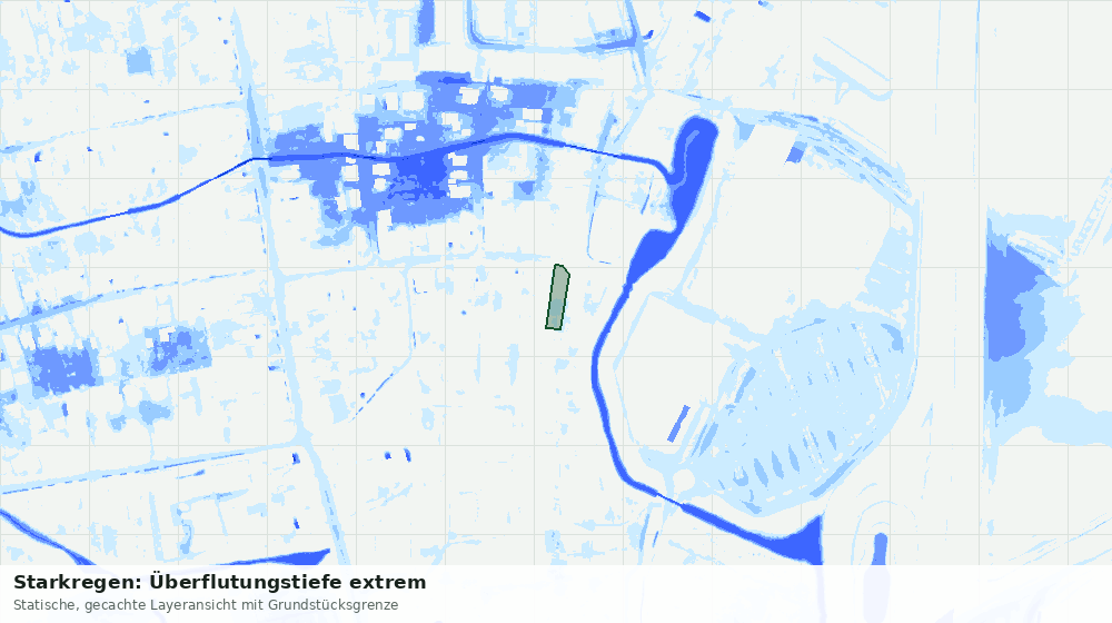 Statische Kartenansicht: Starkregen: Überflutungstiefe extrem