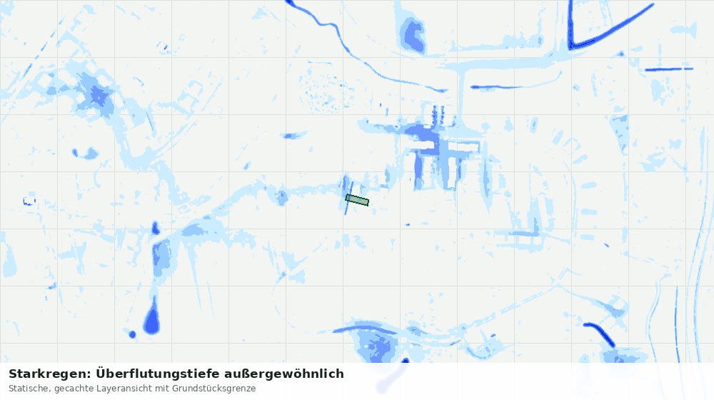 Statische Kartenansicht: Starkregen: Überflutungstiefe außergewöhnlich