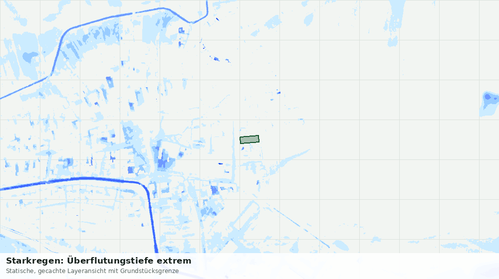 Statische Kartenansicht: Starkregen: Überflutungstiefe extrem