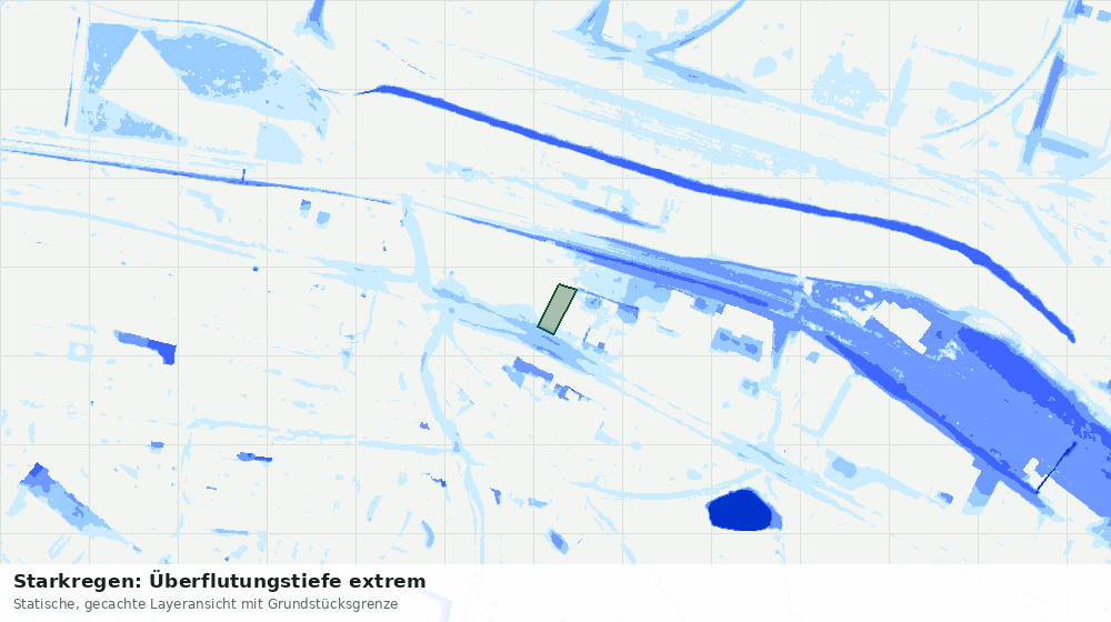 Statische Kartenansicht: Starkregen: Überflutungstiefe extrem