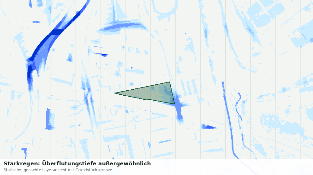 Statische Kartenansicht: Starkregen: Überflutungstiefe außergewöhnlich