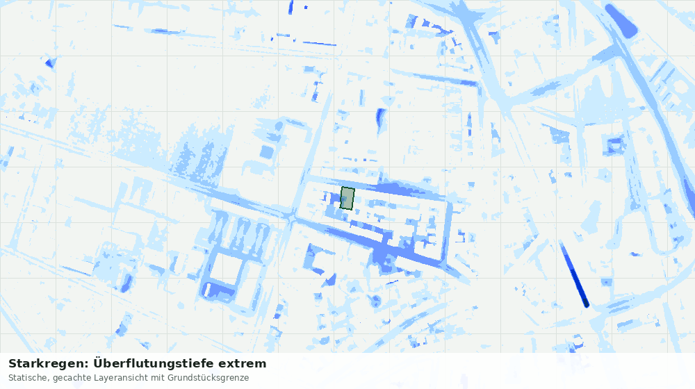 Statische Kartenansicht: Starkregen: Überflutungstiefe extrem