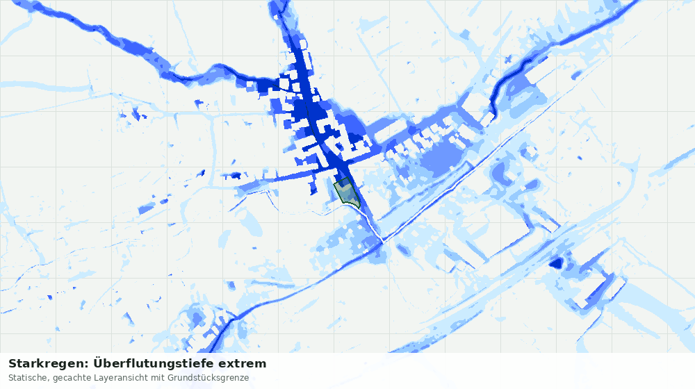 Statische Kartenansicht: Starkregen: Überflutungstiefe extrem