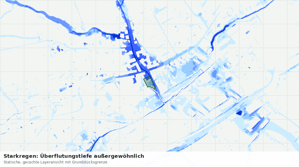 Statische Kartenansicht: Starkregen: Überflutungstiefe außergewöhnlich