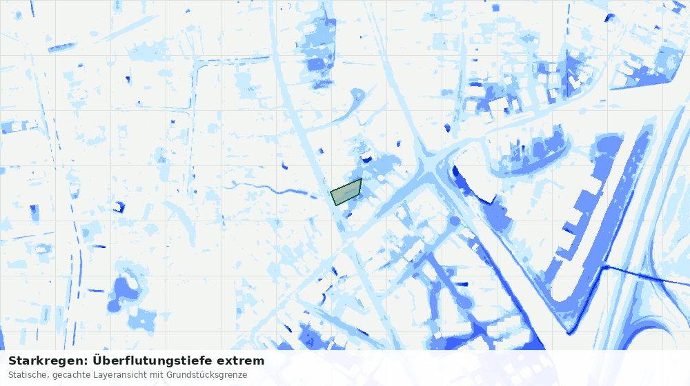Statische Kartenansicht: Starkregen: Überflutungstiefe extrem
