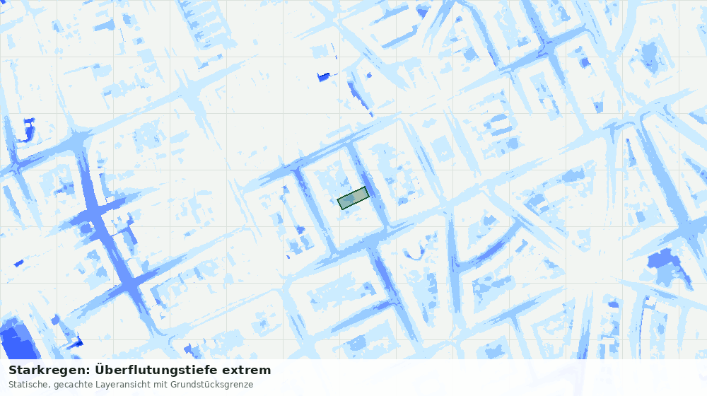 Statische Kartenansicht: Starkregen: Überflutungstiefe extrem