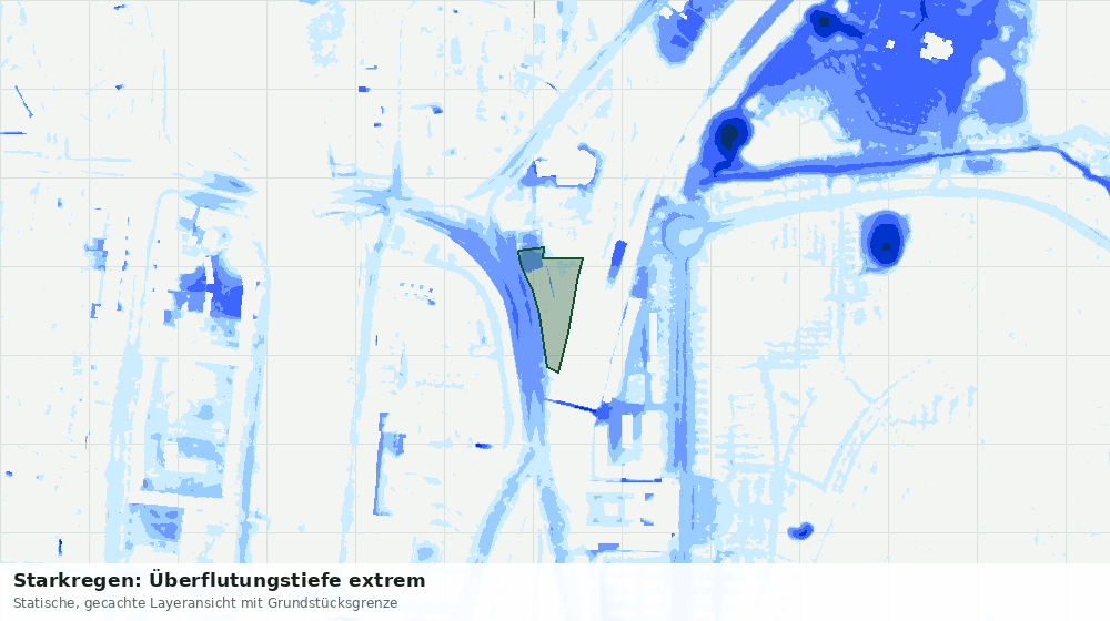 Statische Kartenansicht: Starkregen: Überflutungstiefe extrem