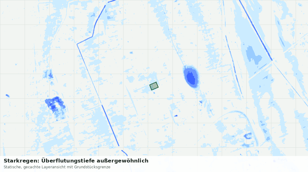 Statische Kartenansicht: Starkregen: Überflutungstiefe außergewöhnlich