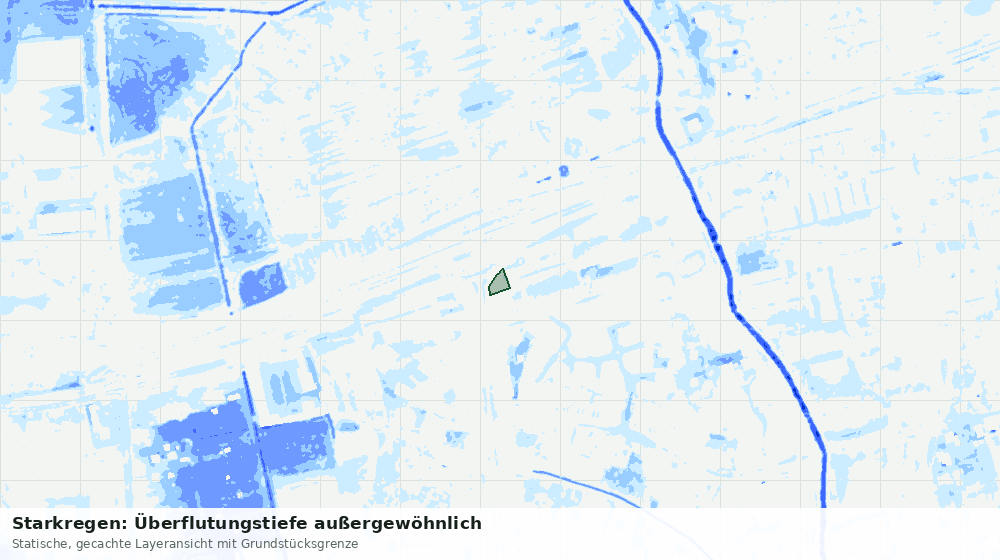 Statische Kartenansicht: Starkregen: Überflutungstiefe außergewöhnlich