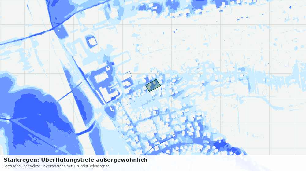 Statische Kartenansicht: Starkregen: Überflutungstiefe außergewöhnlich