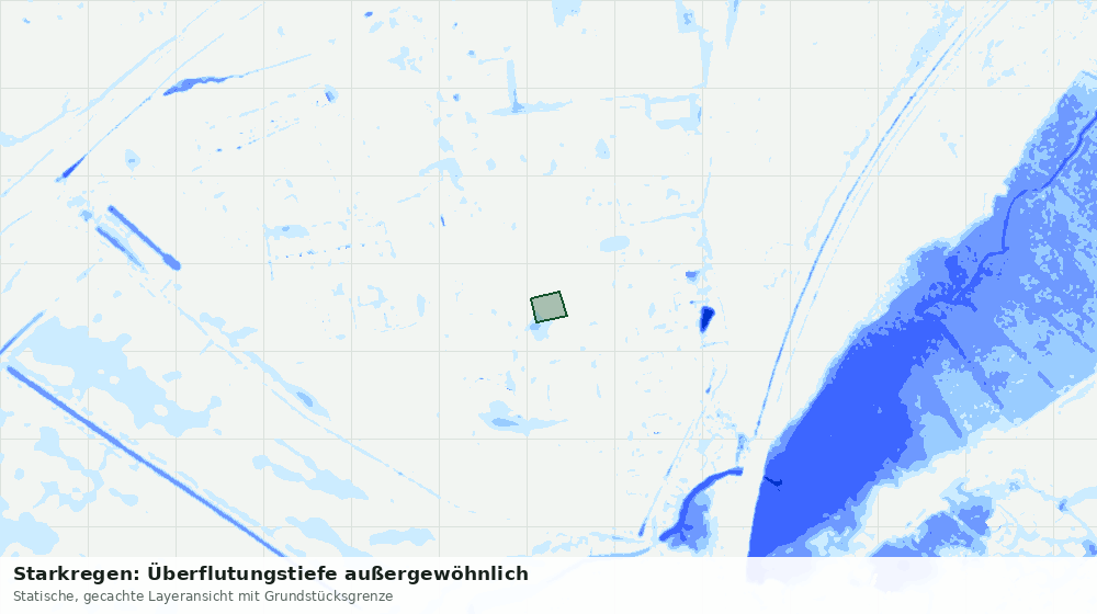 Statische Kartenansicht: Starkregen: Überflutungstiefe außergewöhnlich