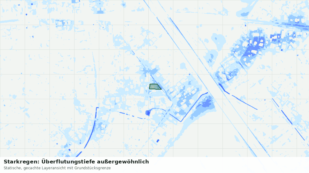 Statische Kartenansicht: Starkregen: Überflutungstiefe außergewöhnlich