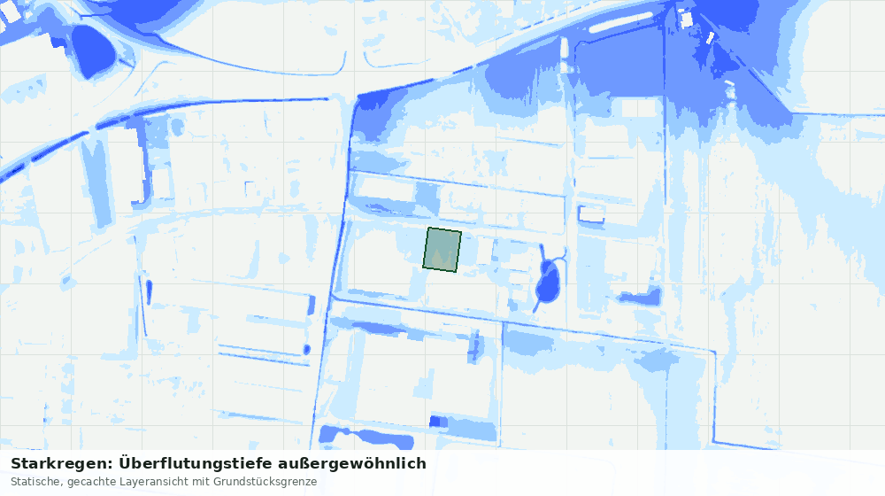 Statische Kartenansicht: Starkregen: Überflutungstiefe außergewöhnlich