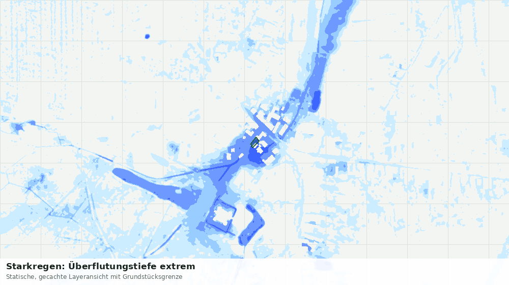 Statische Kartenansicht: Starkregen: Überflutungstiefe extrem