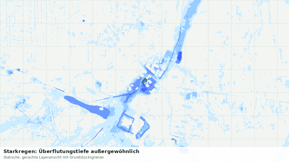 Statische Kartenansicht: Starkregen: Überflutungstiefe außergewöhnlich