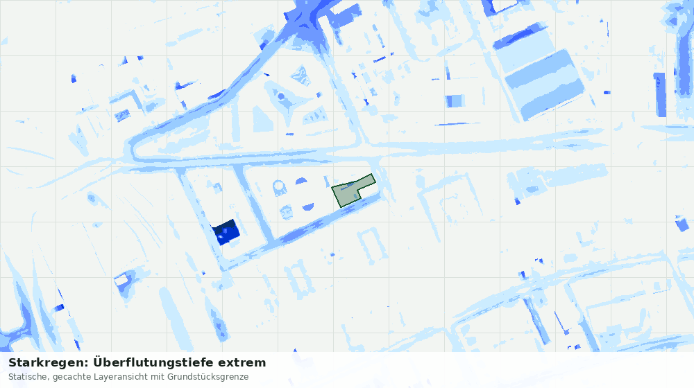 Statische Kartenansicht: Starkregen: Überflutungstiefe extrem