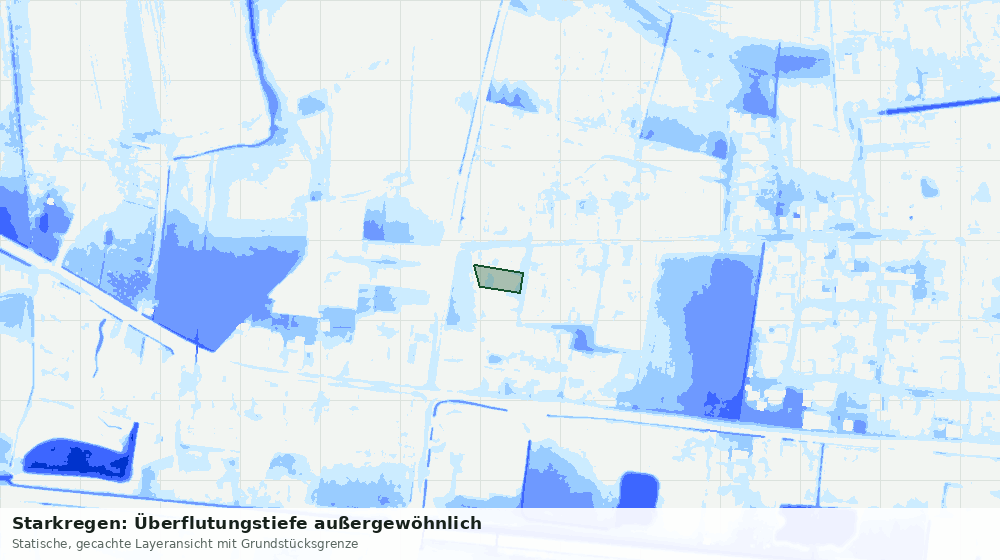 Statische Kartenansicht: Starkregen: Überflutungstiefe außergewöhnlich