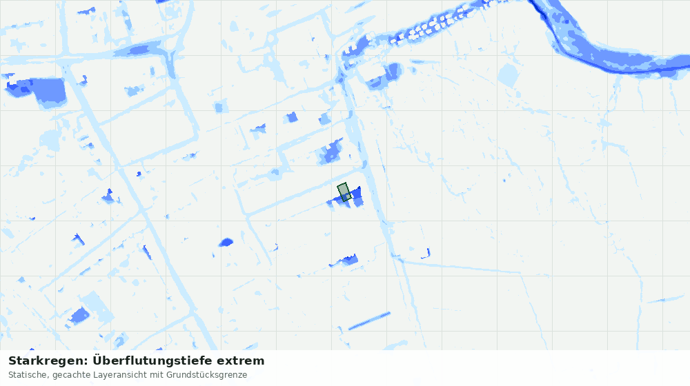 Statische Kartenansicht: Starkregen: Überflutungstiefe extrem