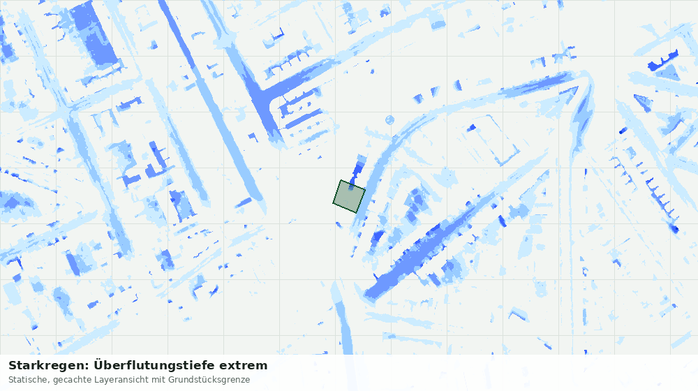 Statische Kartenansicht: Starkregen: Überflutungstiefe extrem
