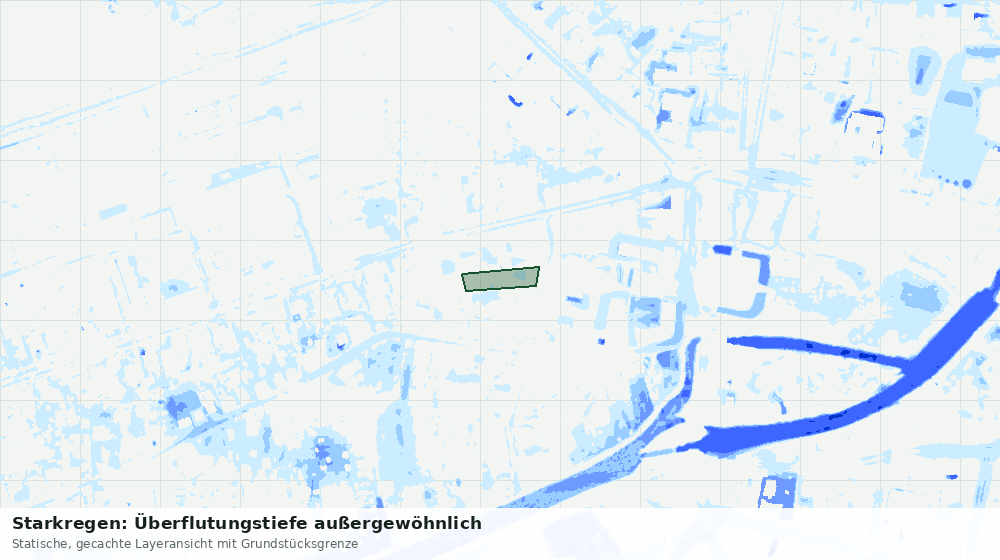 Statische Kartenansicht: Starkregen: Überflutungstiefe außergewöhnlich