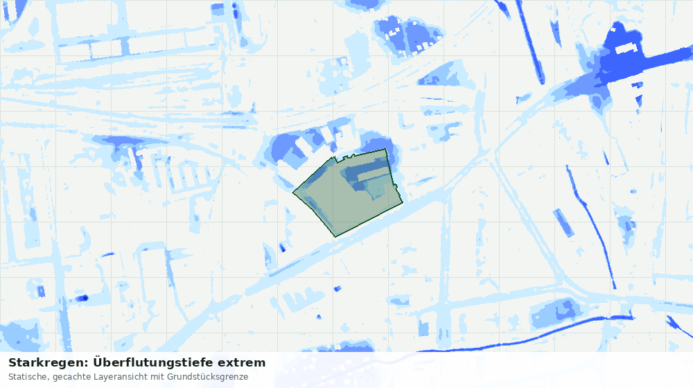 Statische Kartenansicht: Starkregen: Überflutungstiefe extrem