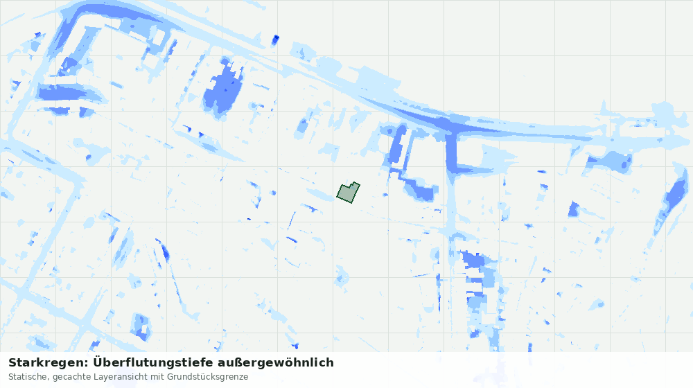 Statische Kartenansicht: Starkregen: Überflutungstiefe außergewöhnlich