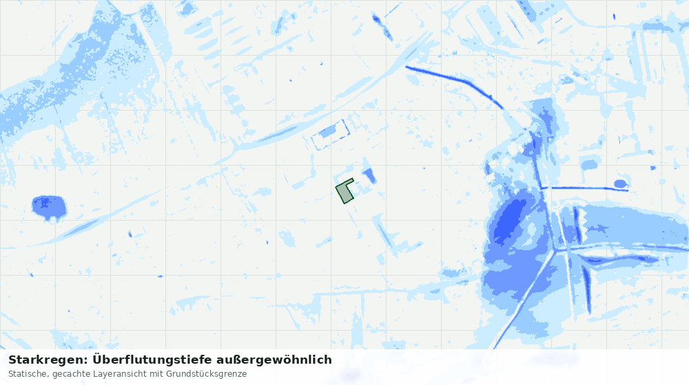 Statische Kartenansicht: Starkregen: Überflutungstiefe außergewöhnlich