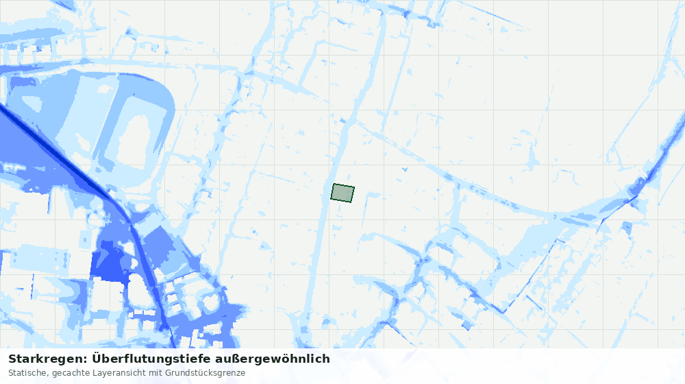 Statische Kartenansicht: Starkregen: Überflutungstiefe außergewöhnlich