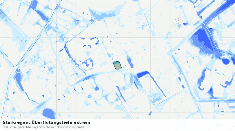 Statische Kartenansicht: Starkregen: Überflutungstiefe extrem