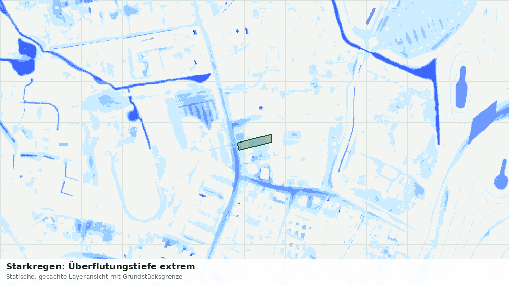 Statische Kartenansicht: Starkregen: Überflutungstiefe extrem
