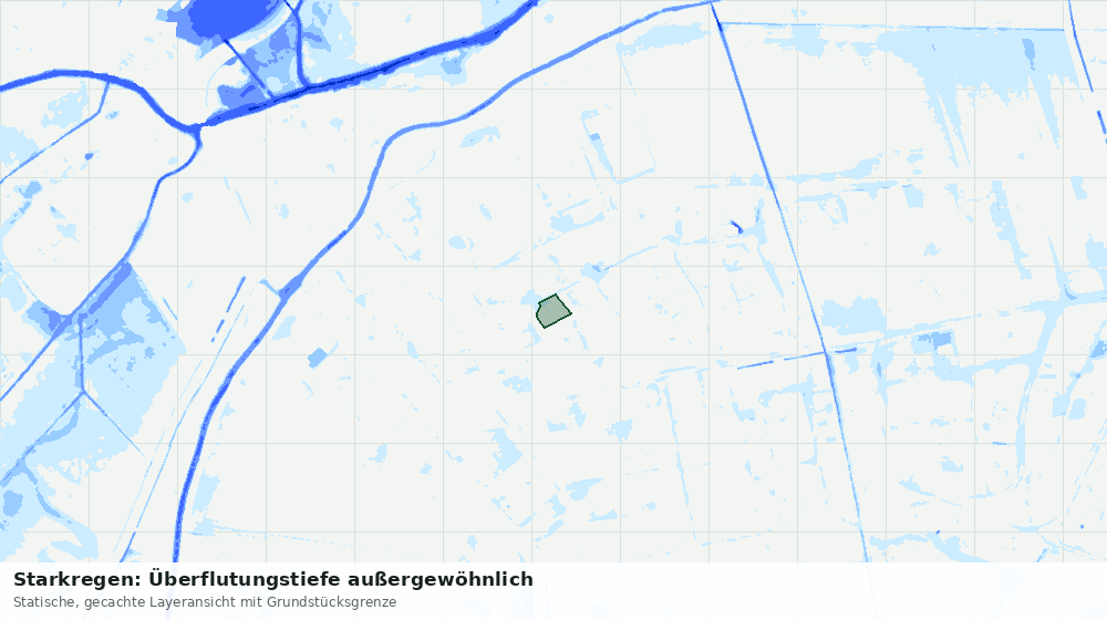 Statische Kartenansicht: Starkregen: Überflutungstiefe außergewöhnlich