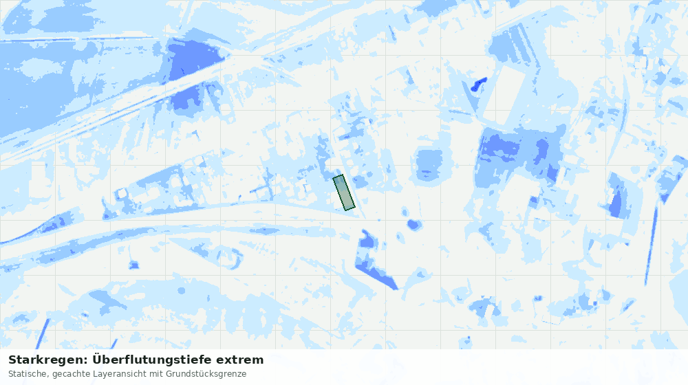 Statische Kartenansicht: Starkregen: Überflutungstiefe extrem