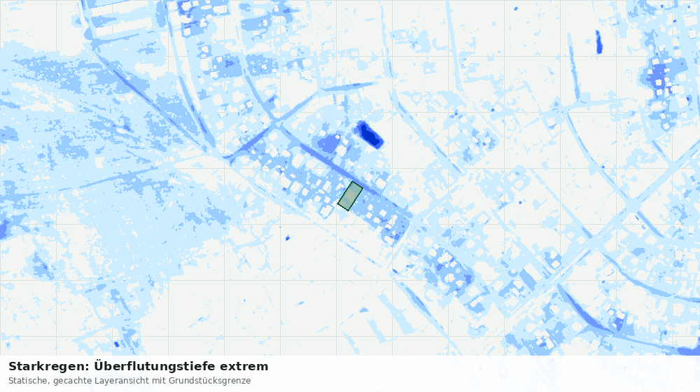 Statische Kartenansicht: Starkregen: Überflutungstiefe extrem