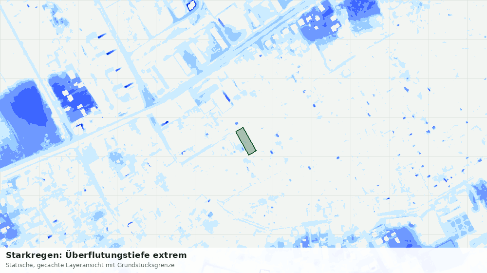Statische Kartenansicht: Starkregen: Überflutungstiefe extrem