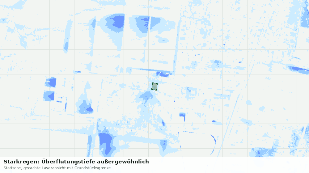 Statische Kartenansicht: Starkregen: Überflutungstiefe außergewöhnlich