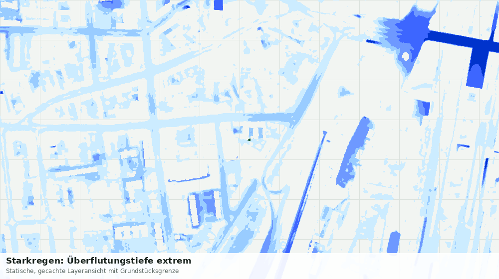 Statische Kartenansicht: Starkregen: Überflutungstiefe extrem