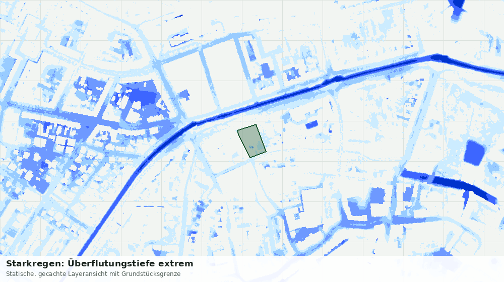 Statische Kartenansicht: Starkregen: Überflutungstiefe extrem