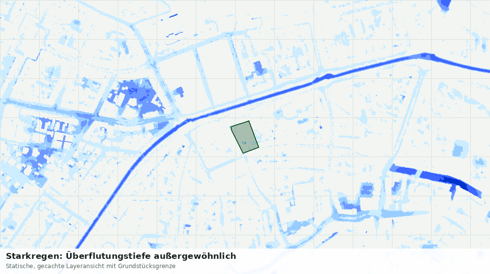 Statische Kartenansicht: Starkregen: Überflutungstiefe außergewöhnlich