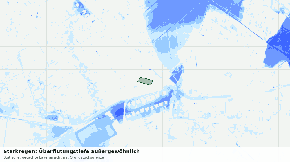 Statische Kartenansicht: Starkregen: Überflutungstiefe außergewöhnlich