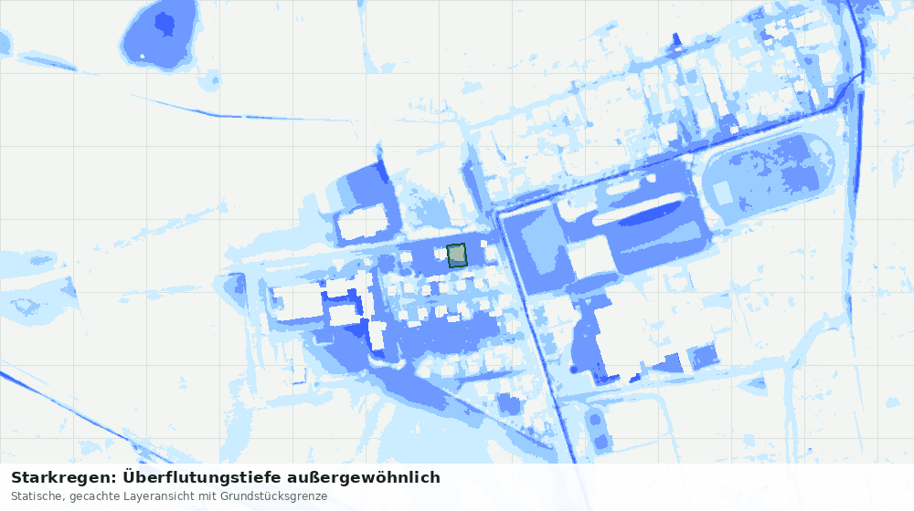 Statische Kartenansicht: Starkregen: Überflutungstiefe außergewöhnlich