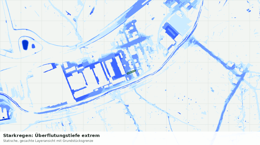 Statische Kartenansicht: Starkregen: Überflutungstiefe extrem