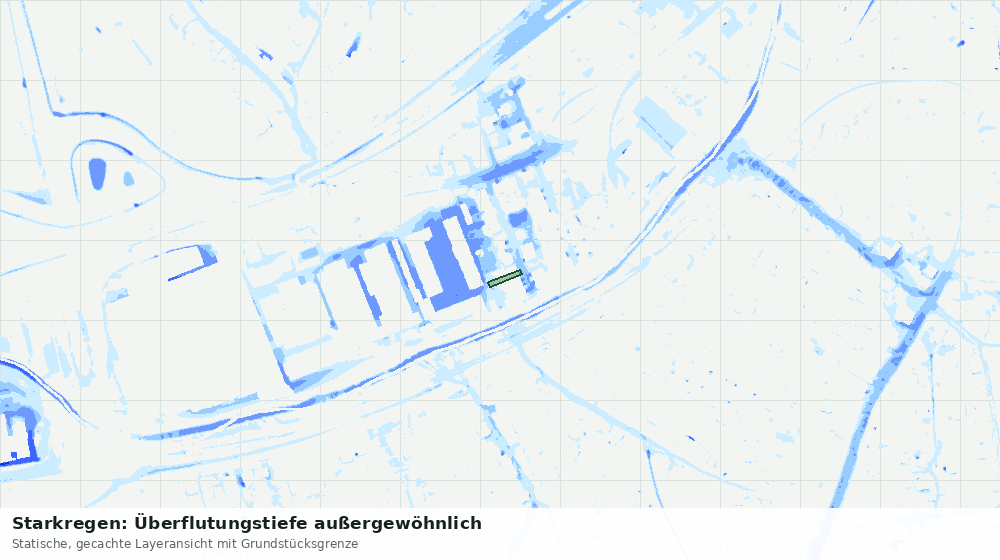 Statische Kartenansicht: Starkregen: Überflutungstiefe außergewöhnlich